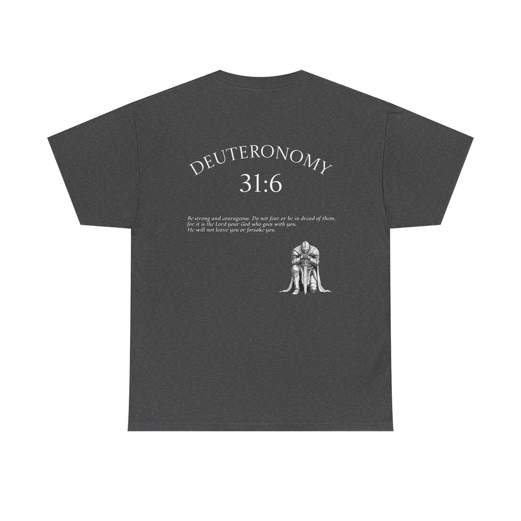 Deuteronomy 31:6 Scripture Cross T-Shirt | Bible Verse Christian Tee