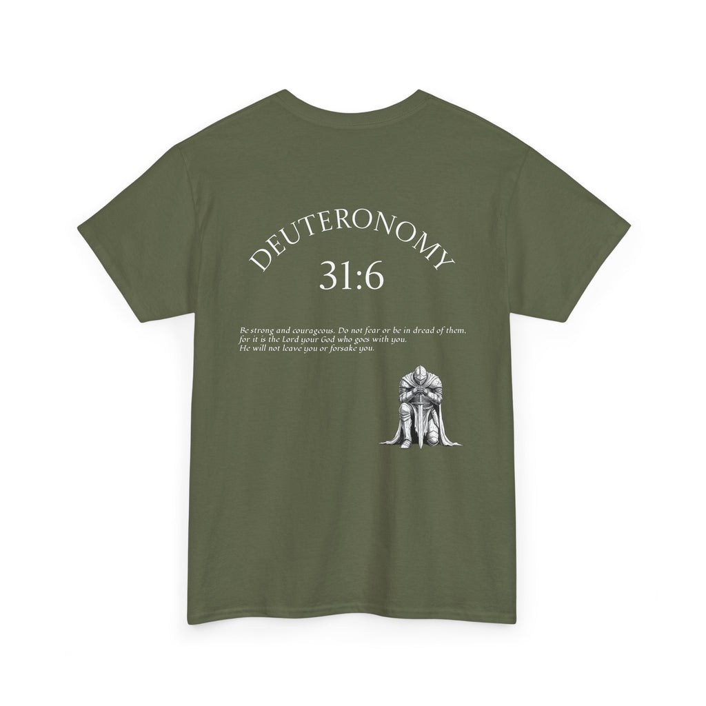 Deuteronomy 31:6 Scripture Cross T-Shirt | Bible Verse Christian Tee