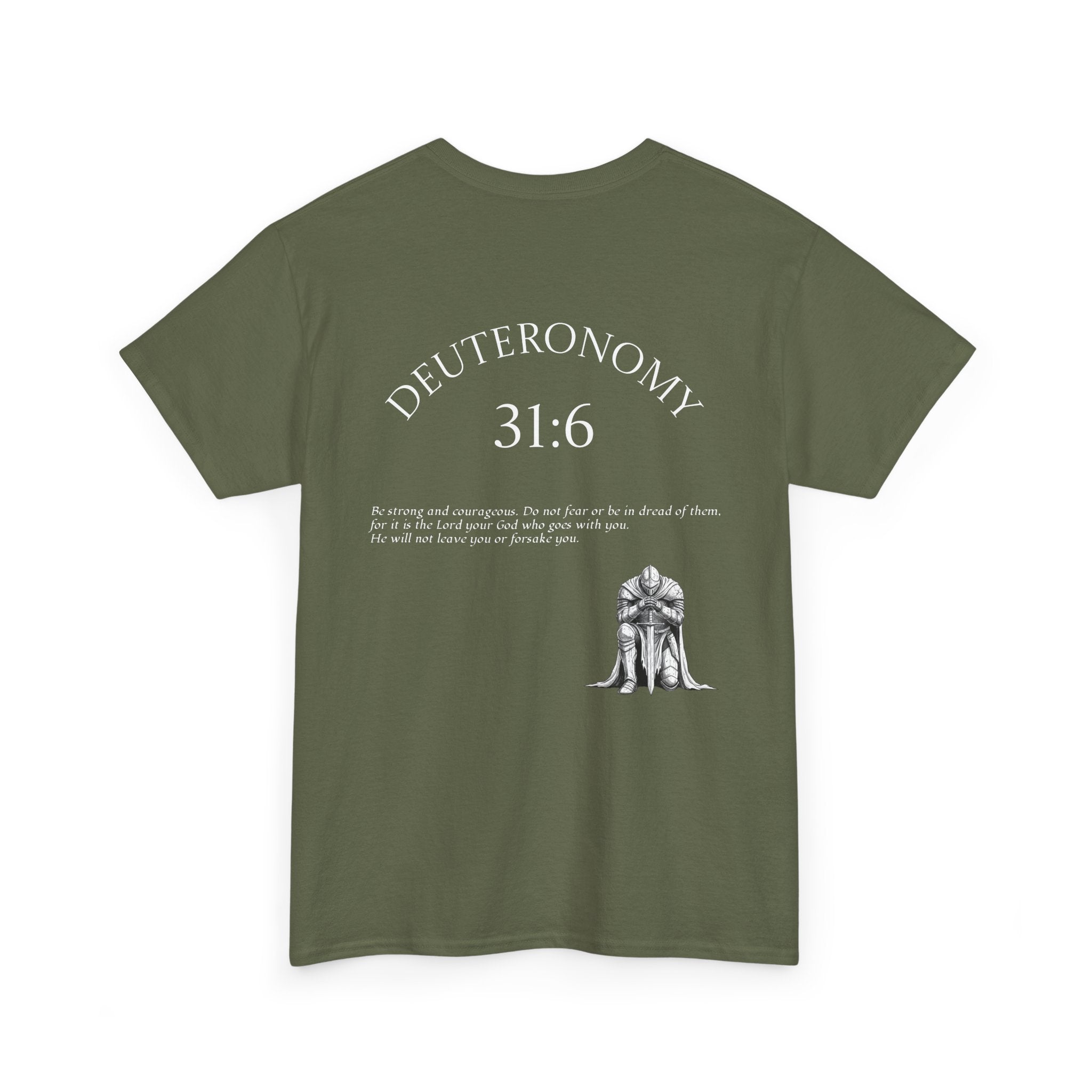 Deuteronomy 31:6 Scripture Cross T-Shirt | Bible Verse Christian Tee