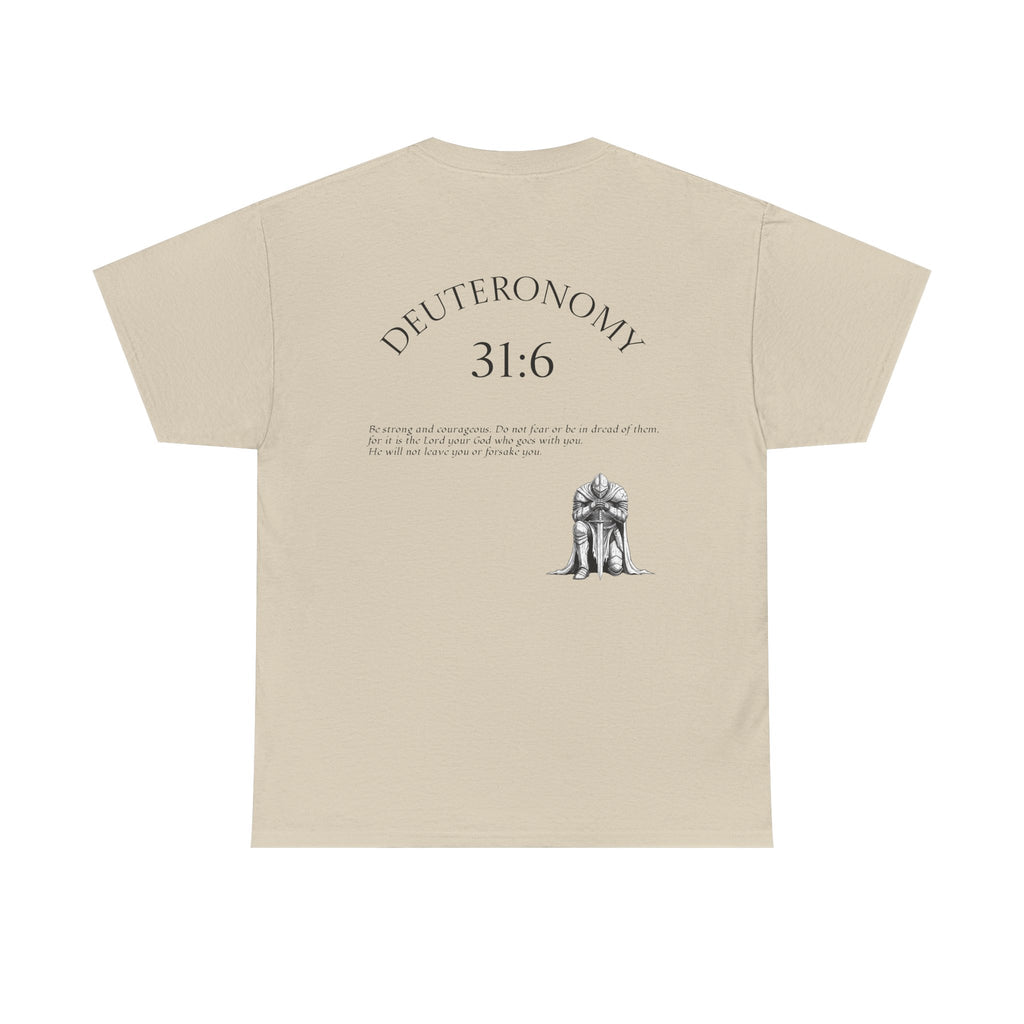 Deuteronomy 31:6 Scripture Cross T-Shirt | Bible Verse Christian Tee