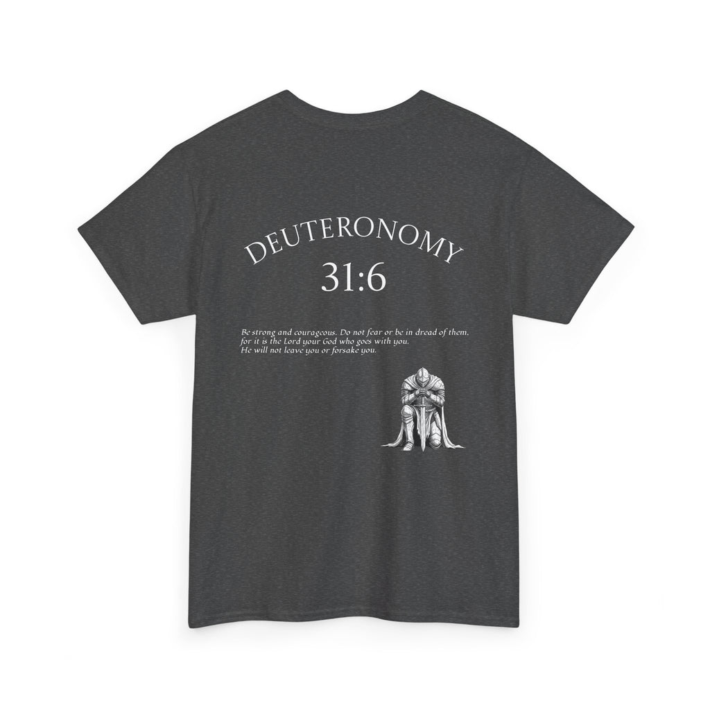 Deuteronomy 31:6 Scripture Cross T-Shirt | Bible Verse Christian Tee