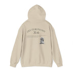 Deuteronomy 31:6 Scripture Hoodie | Faith Cross Illustration, Back Verse