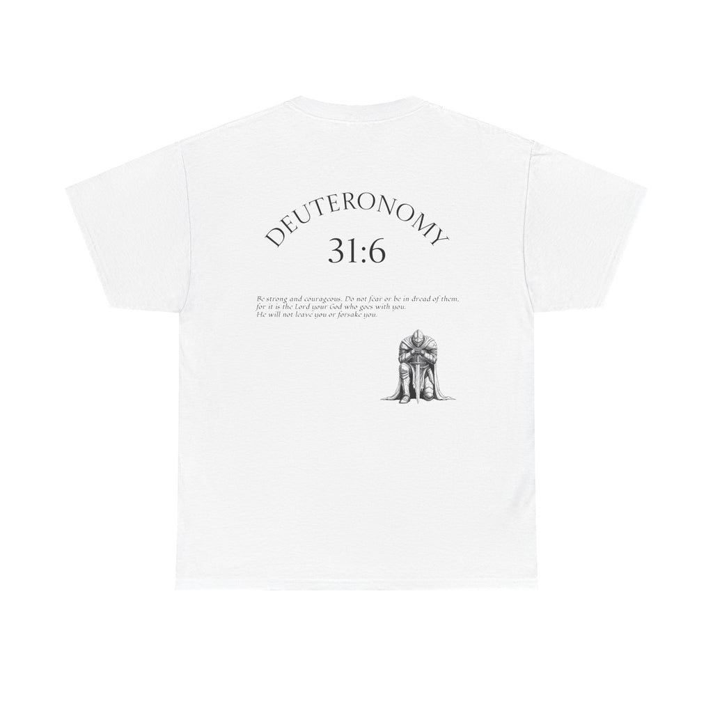 Deuteronomy 31:6 Scripture Cross T-Shirt | Bible Verse Christian Tee